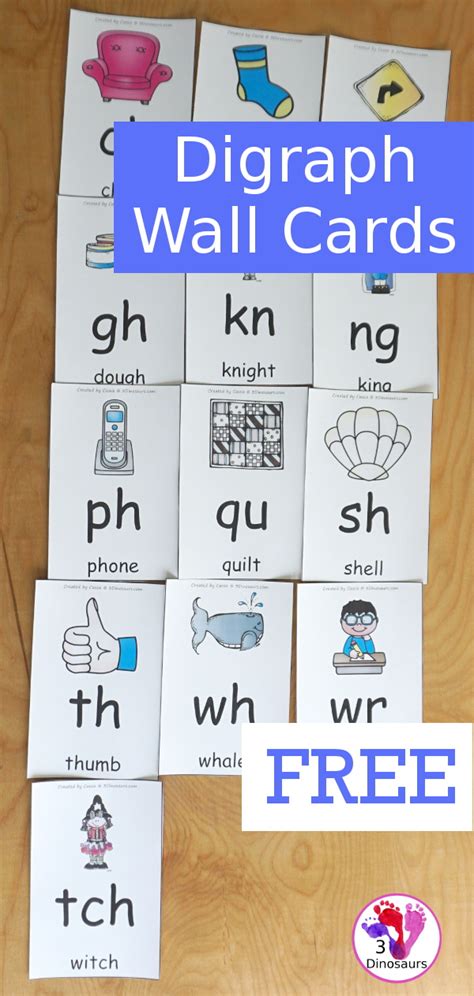 Learning To Read Digraph Wall Cards 3 Dinosaurs