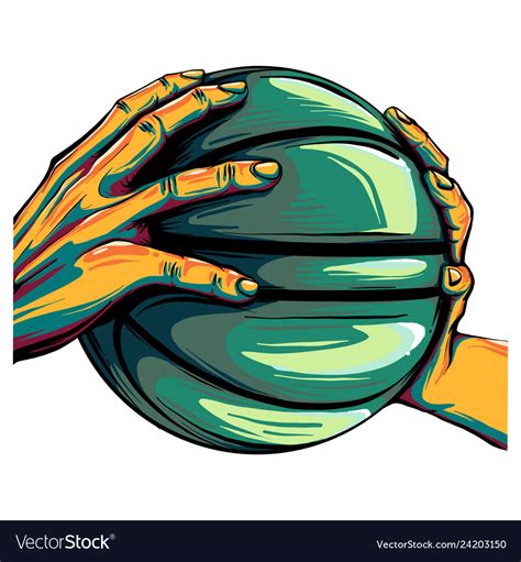 Two Hands Holding A Basketball Ball Royalty Free Vector