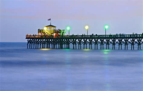 A Nighttime View Of The Cherry Grove Pier In North Myrtle Beach South