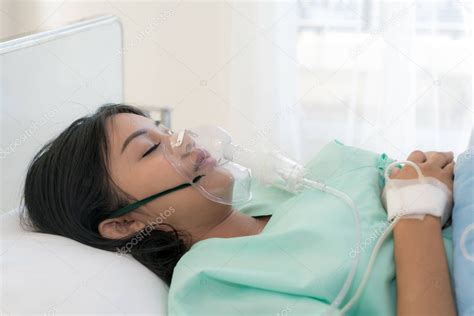 Picture Young Woman In Hospital Bed Asian Young Woman Patient