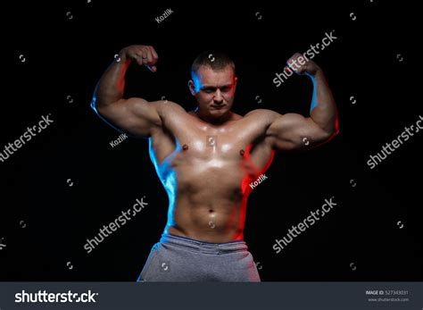 Male Bodybuilder Athlete Naked Torso Posing Foto Stok Shutterstock