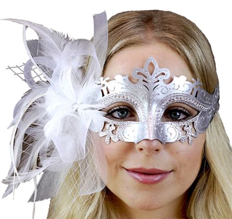 Beatrice Silver Feather Masquerade Mask Discounted Mask Shop Aust