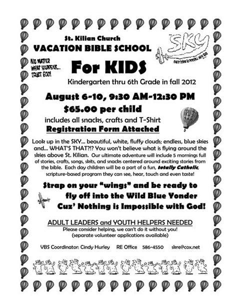 St Kilian Church Vacation Bible School For Kids