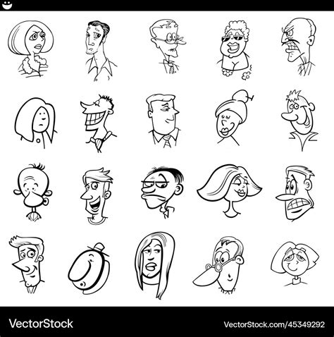 Cartoon People Characters Faces And Moods Set Vector Image