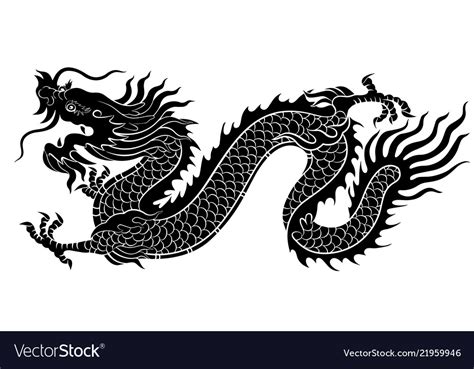 Silhouette Of Chinese Dragon Crawling Royalty Free Vector