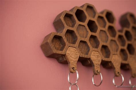 Honeycomb Key Holder Key Hooks Unique Key Holder For Wall Etsy