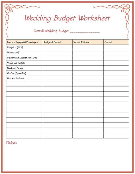 Free Printable Wedding Budget Planner And Worksheet Template