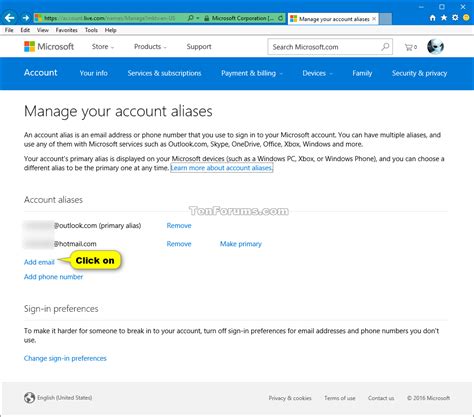 Microsoft Account Aliases Add Or Remove Windows 10 Forums