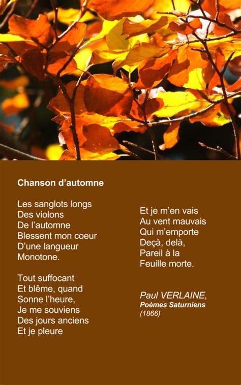 Verlaine Chanson Dautomne Chanson Automne Chanson Poésie Française