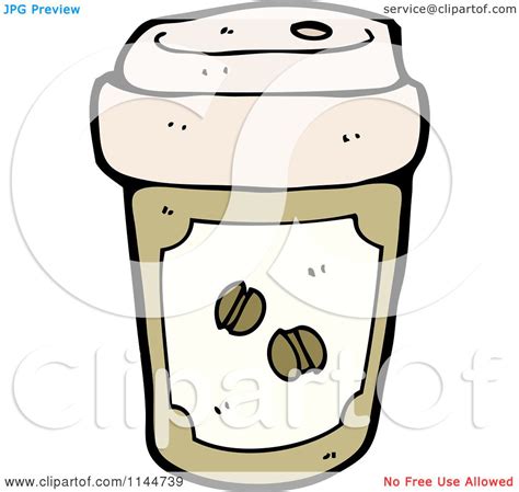 Cartoon of a Brown to Go Coffee Cup 2 - Royalty Free Vector Clipart by