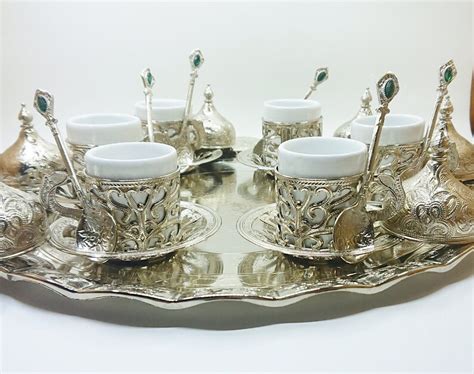 Kitchen Turkish Coffee Set Espresso Cups Tray Traditional Etsy