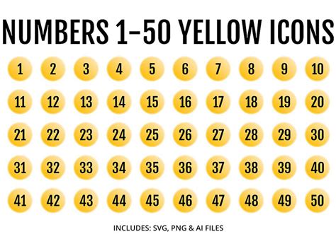 Numbers 1 50 Yellow Round Icon Design Download Free Icon Packs Ui