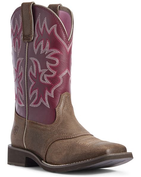 ariat women s delilah western boots wide square toe sheplers