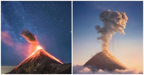 These Photos Of An Erupting Volcano Under The Milky Way Are Both