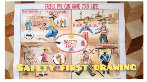 Safety First Drawing Industrial Safety Drawing Water Colour Very
