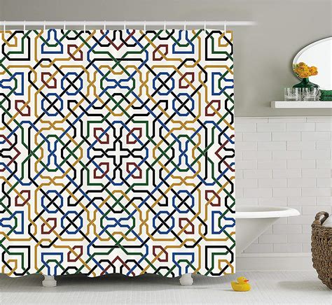 Moroccan Shower Curtain Traditional Moorish Motif With Classic Ethnic