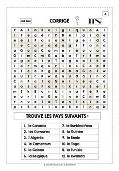 FRENCH-SPEAKING COUNTRIES WORD SEARCHES FREEBIE by Lively Learning ...