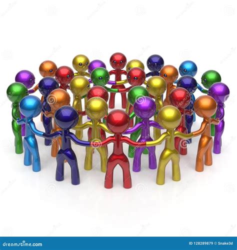 Social Network Large Group People Teamwork Characters Stock