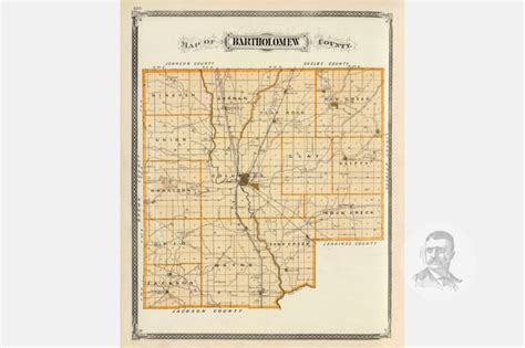 Vintage Bartholomew County In Map 1876 Old Indiana Map Etsy