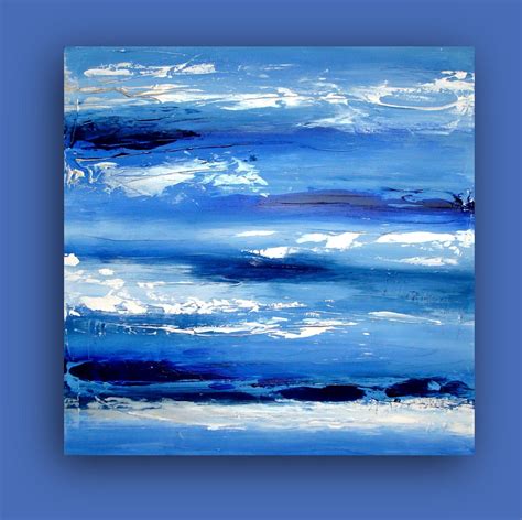 Art Original Modern Contemporary Blue And White Abstract