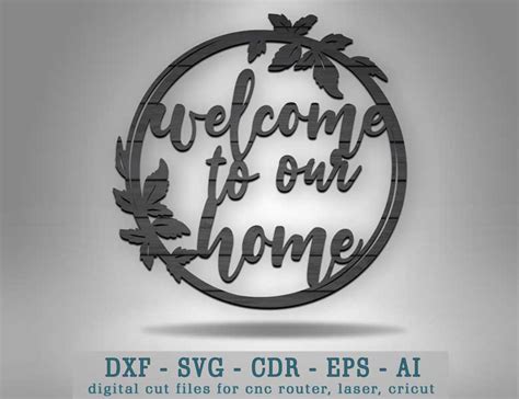 Art And Collectibles Drawing And Illustration Welcome To Our Home Svg File