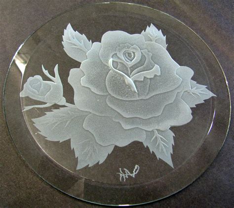 Sandblast Carving Of A Rose Glass Etching Designs Glass Painting