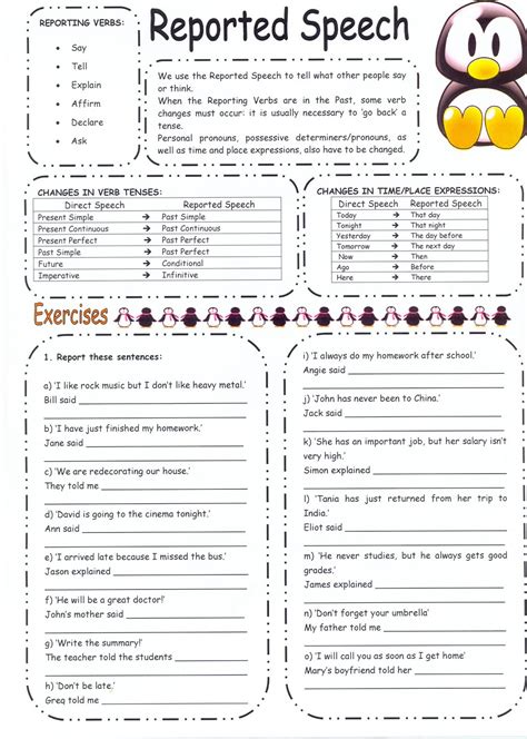 Indirect Speech Worksheets With Answers Euhresa
