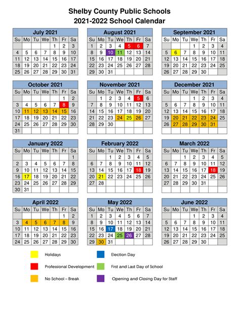 Shelby County School Calendar 2025-2026
