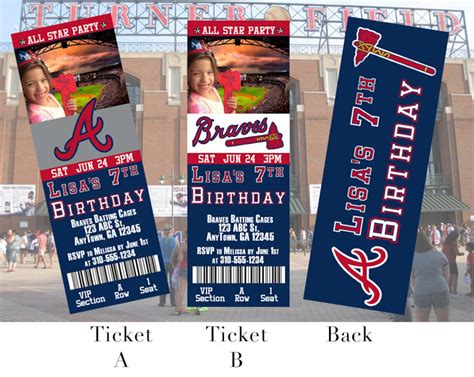 Atlanta Braves Ticket Invitation Etsy