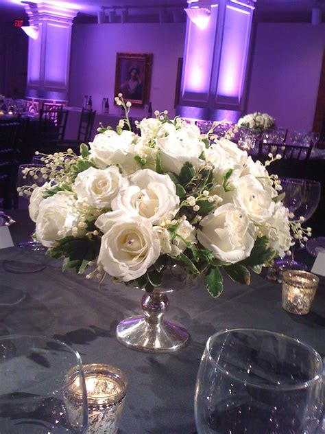 Gorgeous Pedestal Bowl Centerpiece With White Roses Helenolivia