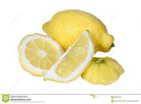 Fresh Lemon And Slices On White Stock Photo Image Of Health Citron