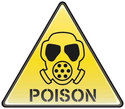 Poison Gas Mask Vector Triangle Hazardous Sign — Stock Vector