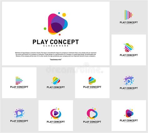 Set Of Colorful Play Logo Design Concept Play Logo Template Vector