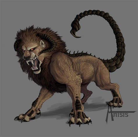 Maned Manticore By Anisis Alien Creatures Mythical Creatures Art