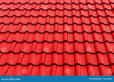 Bright Red Roof Tiles Pattern And Seamless Background Stock Photo