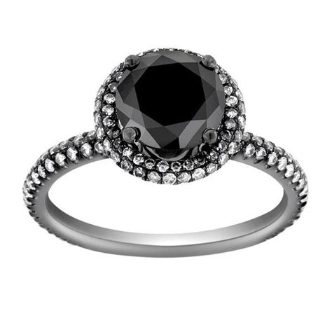 Black Diamond Engagement Rings Tcw 18k Black Gold Round Cut Aaa