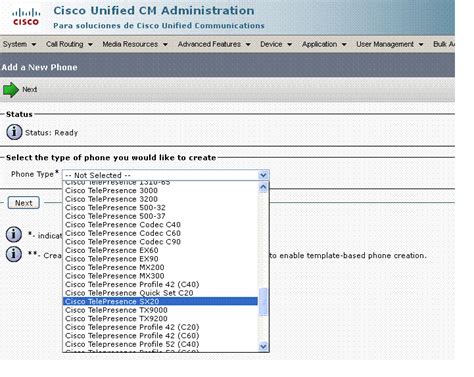 Solved Adding A Sx20 To Cucm 86 Cisco Community