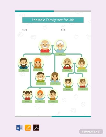 printable family tree  kids template  word