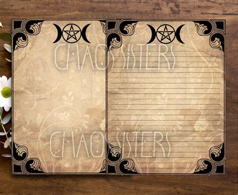 Printable Book Of Shadows Blank Pages Vintage Book Page Etsy