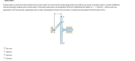 Solved Question A Scotch Yoke Is A Mechanism That Transforms The