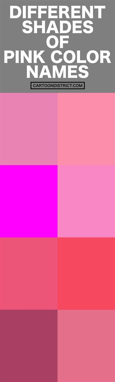Shades Of Pink Color Chart With Names