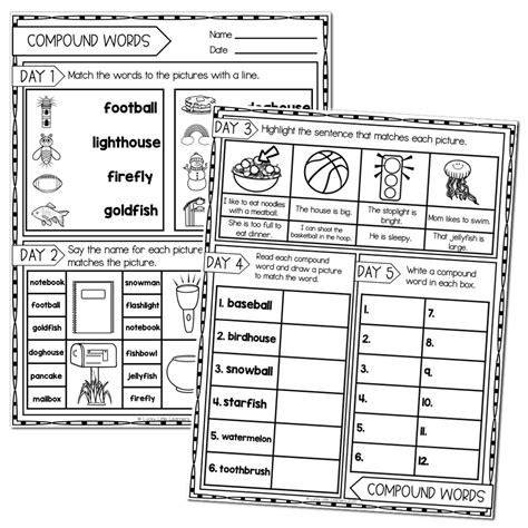 2nd Grade Phonics Worksheets Compound Words Lucky Little Learners
