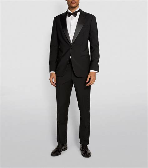 Mens Giorgio Armani Black Silk Trimmed Tuxedo Suit Harrods Uk