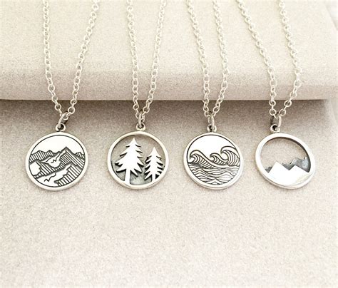 Mountain Necklace Silver Outdoor Jewelry Hiking T Move Etsy