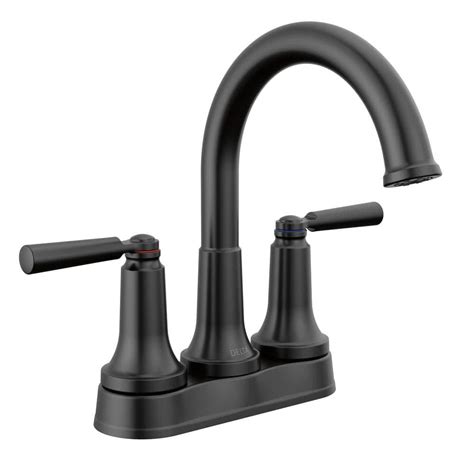 Delta Saylor 4 In Centerset Double Handle Bathroom Faucet In Matte Black 2535 Blmpu Dst The