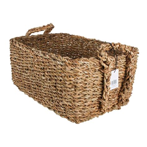 Seagrass Rectangle Storage Basket With Handle Set Of 3 Online Ovens