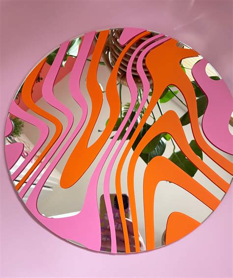 Marbling Circle Mirror Pink And Orange Etsy Uk Funky Bedroom Funky Room Dream House Decor