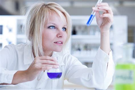 Female Researcher In A Chemistry Lab Stock Image Image Of Human
