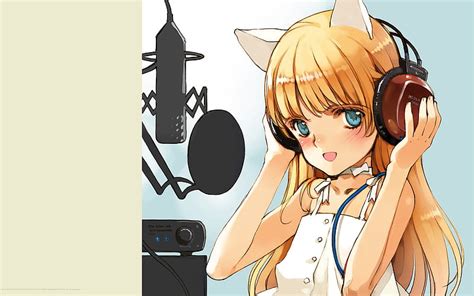 1920x1080px 1080p Free Download Singing Girl Anime Headphones