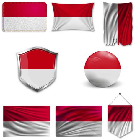 Premium Vector Set Of The National Flag Of Indonesia